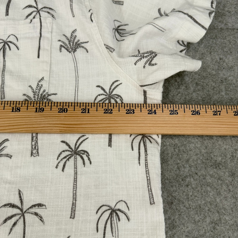 Marine Layer Shirt Mens XL White Green Palm Tree Button Up Hemp Camp Hawaiian - Picture 8 of 10